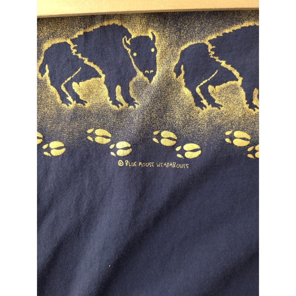 Vintage 1990s Buffalo New York Roaming Around Blue Cotton‎ T-shirt Gildan L - Picture 8 of 10